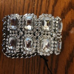 Charming Charlie Silver Bracelet with Clear Gems